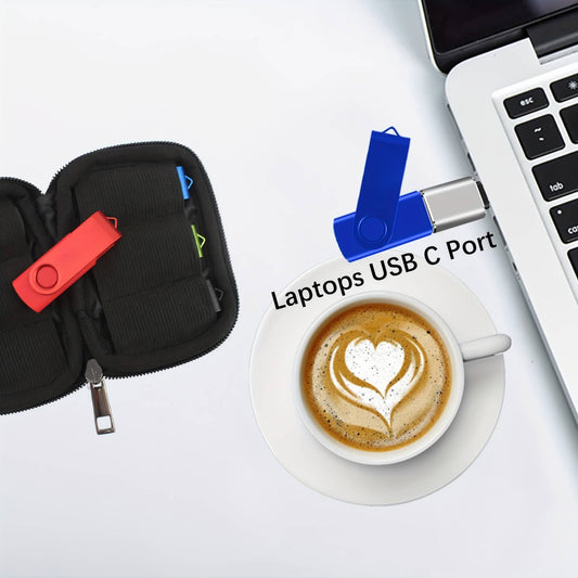 5-Pack 2TB Flash Drives |FREE 2 Adapters (Type-C) + Storage Case for Data, Photos, Office Use