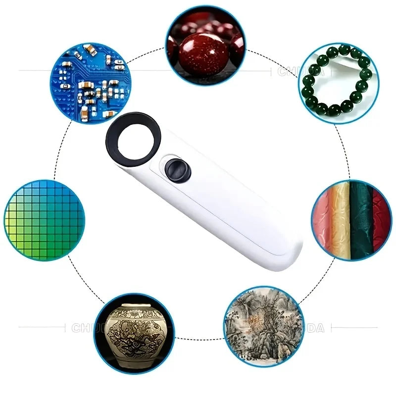 40X Handheld Magnifier With Two LED Lights Identification