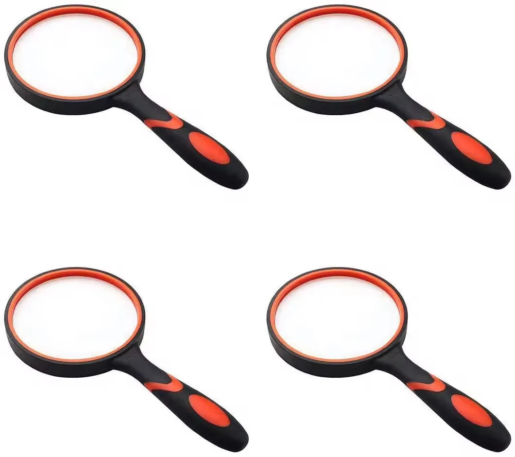 Round silicone handheld 10x high-definition magnifying glass for elderly and children observation reading identification tool