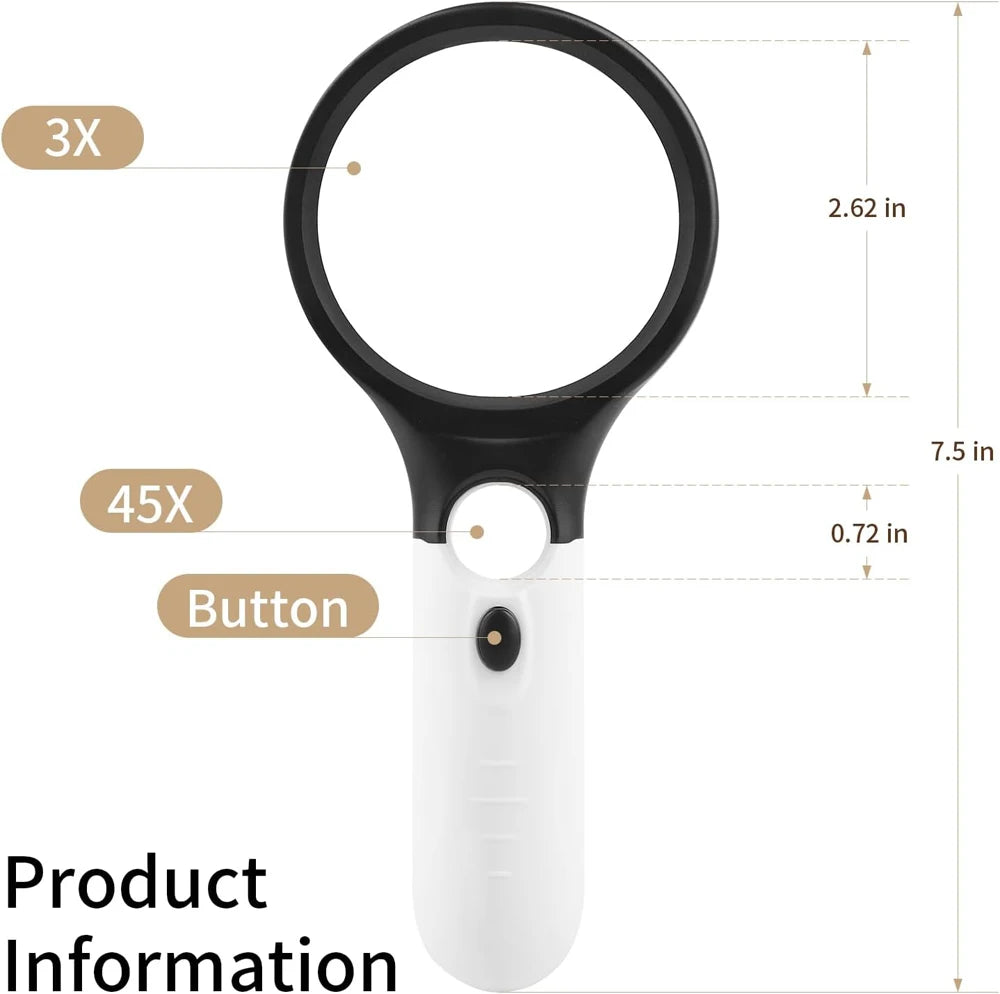 45X Professional LED Light Magnifying Glass