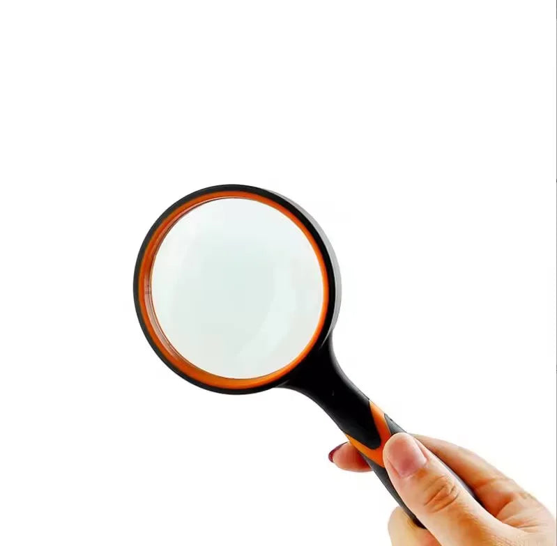 Round silicone handheld 10x high-definition magnifying glass for elderly and children observation reading identification tool