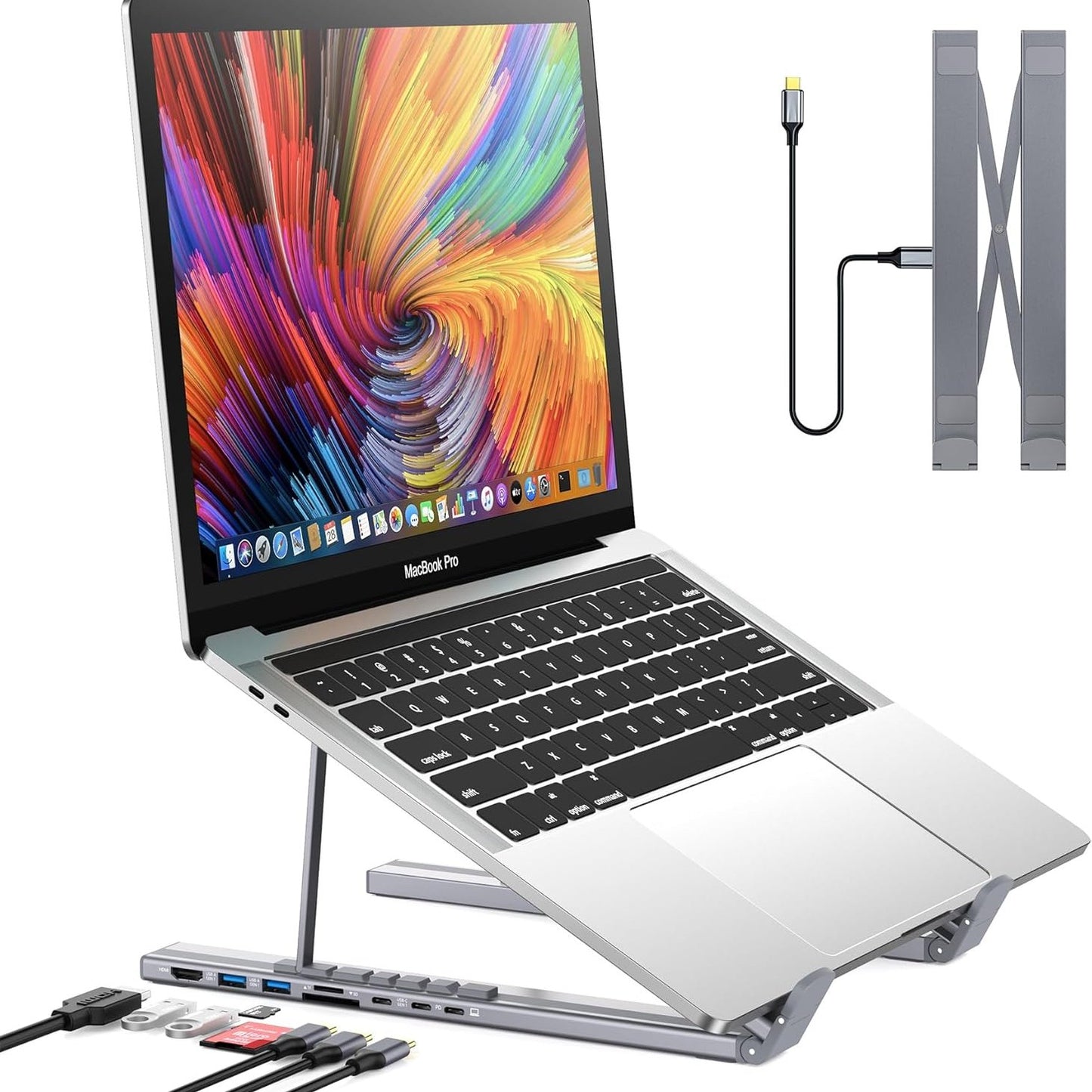 2024 Newest 7 in 1 USB C Laptop Docking Station Stand