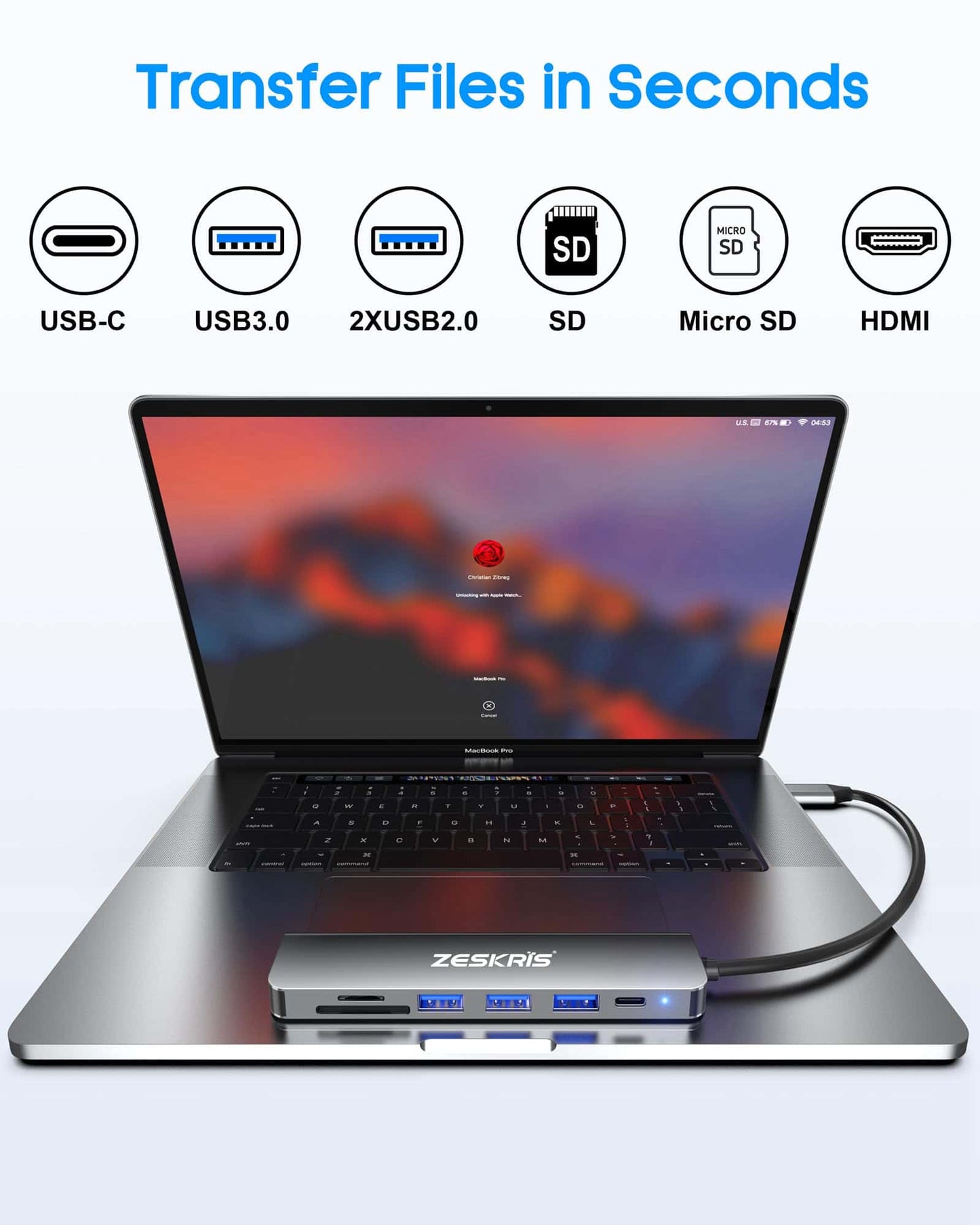 7-in-1 ZESKRIS USB C Hub with 4K HDMI